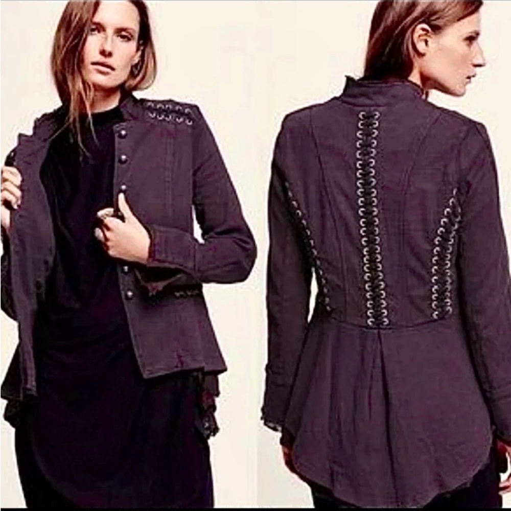 Free People Victorian Lace Trim Jacket